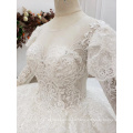 Jancember HTL1421 Bridal Dress Lace Long Sleeve Latest Ruffled Tiered Wedding Dress